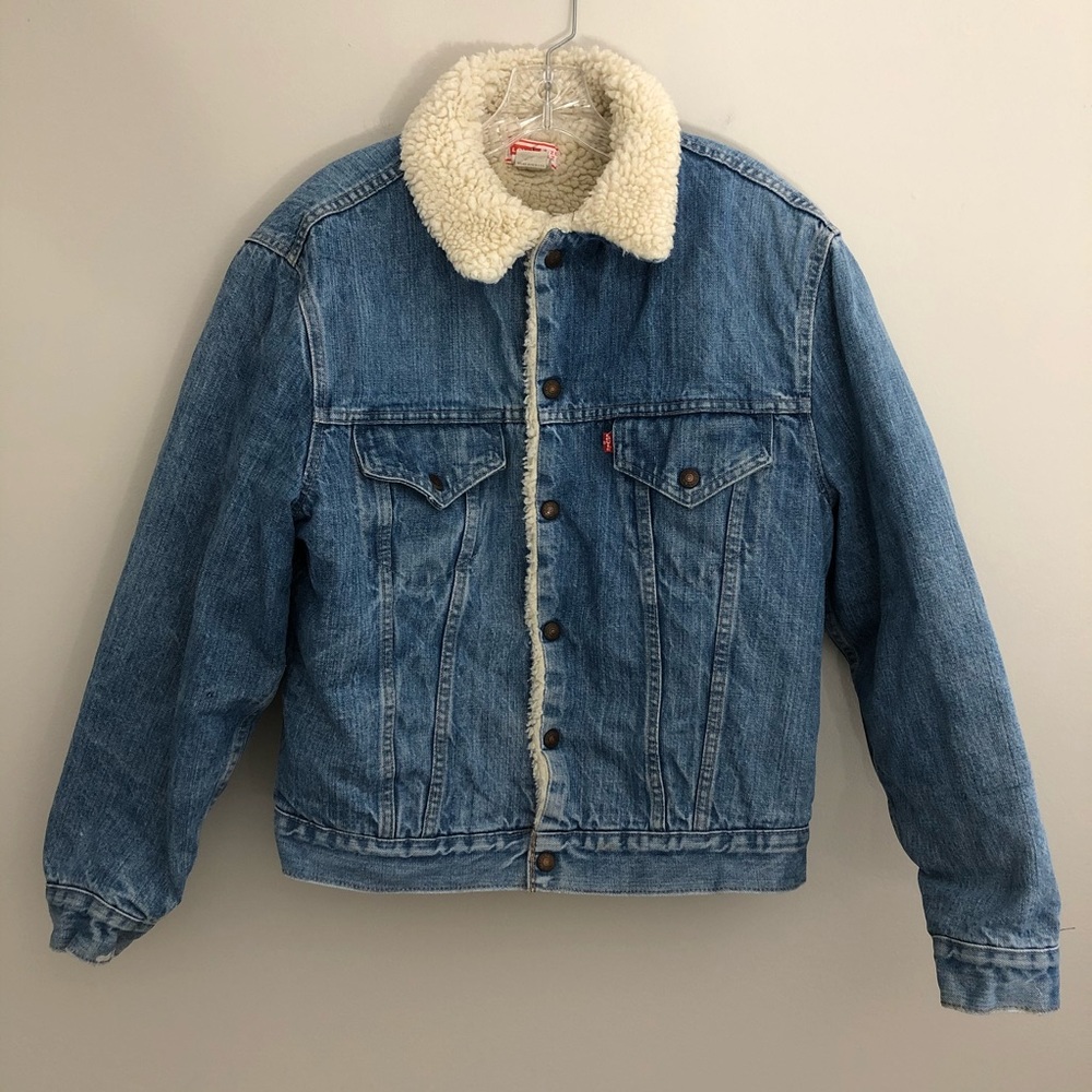 Vintage 70’s Made In USA Levi's Sherpa Lined Denim Jacket Size Large